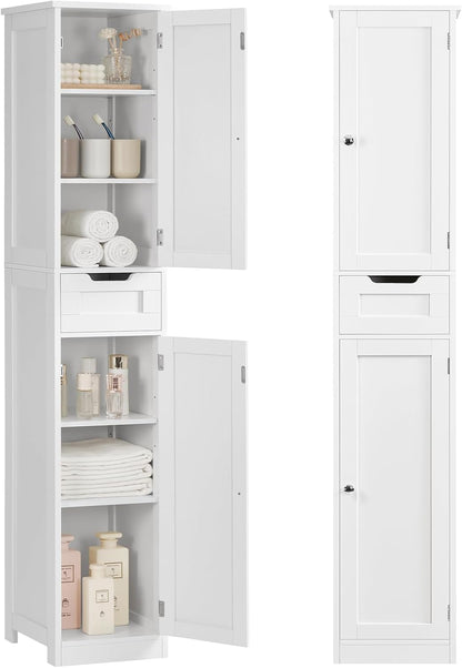 Iwell 66.9" Tall Bathroom Storage Cabinet with 2 Doors & 1 Drawer