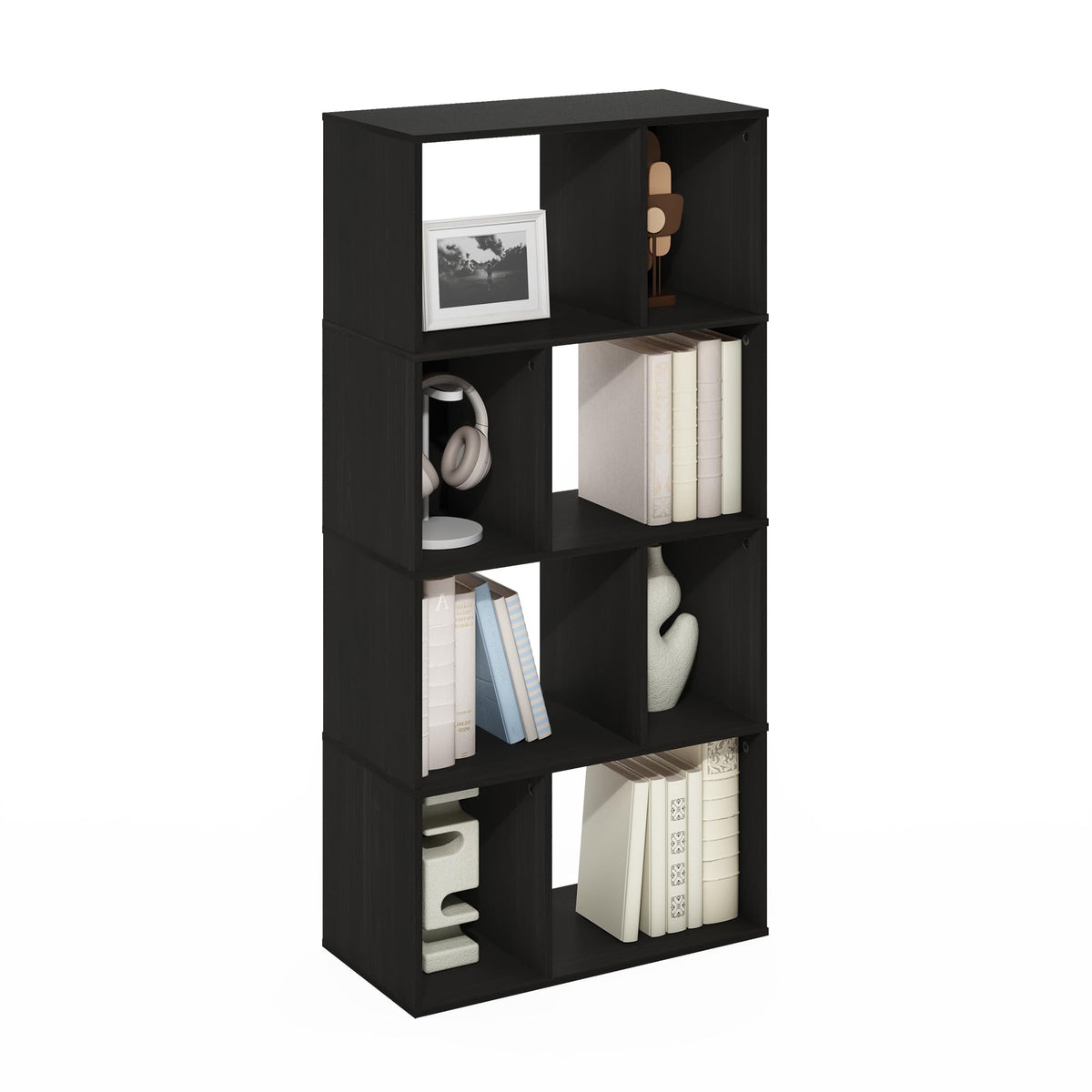 Furinno LUDER Book Shelf, 6-Tier Tall Modern Bookshelf, Bookcase with Open Shelves, 9.3 x 12 x 71, for Living Room, Bedroom, Home Office, White