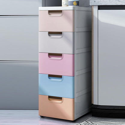 6 Drawers Narrow Slim Plastic Storage Cabinet,Storage Drawer with Wheels,6 Tier Drawers Dresser,Rolling Narrow Cabinet for Small Spaces Bathroom Kitchen Living Room,Pink