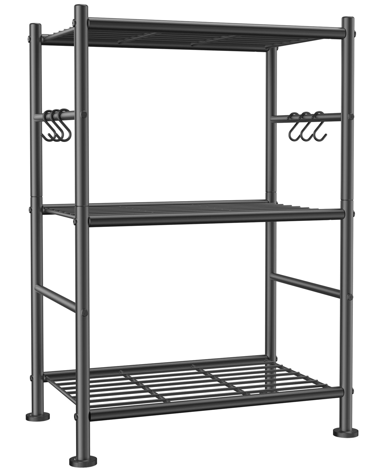 Sakugi 5T Storage Rack Organizer with Hooks, Heavy Duty Metal Garage Rack with Leveling Feet, Freestanding Utility Rack for Bedroom, Balcony and Garage, 18.1"×12.4"×56.8", White