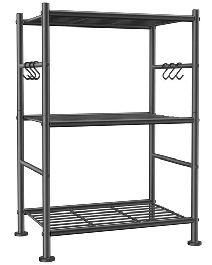 Sakugi 5T Storage Rack Organizer with Hooks, Heavy Duty Metal Garage Rack with Leveling Feet, Freestanding Utility Rack for Bedroom, Balcony and Garage, 18.1"×12.4"×56.8", White