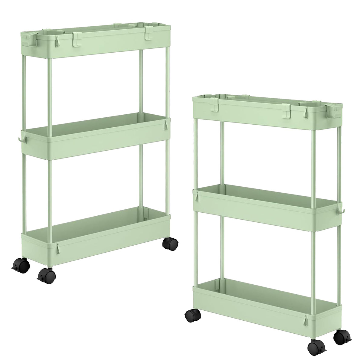 SPACELEAD Slim Storage Cart 3 Tier,Bathroom Organizer Rolling Utility,Mobile Shelving Unit Slide Out for Office, Kitchen, Laundry Room & Narrow Places,Black