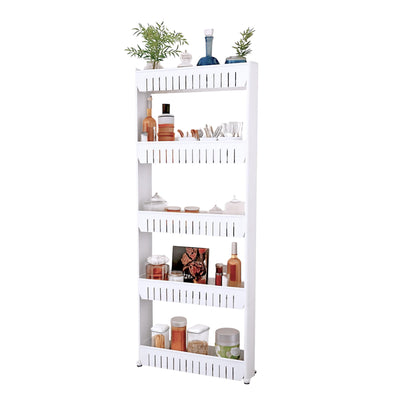 Lavish Home Slim Rolling Storage Cart, White, 21.5” x 5” x 52”