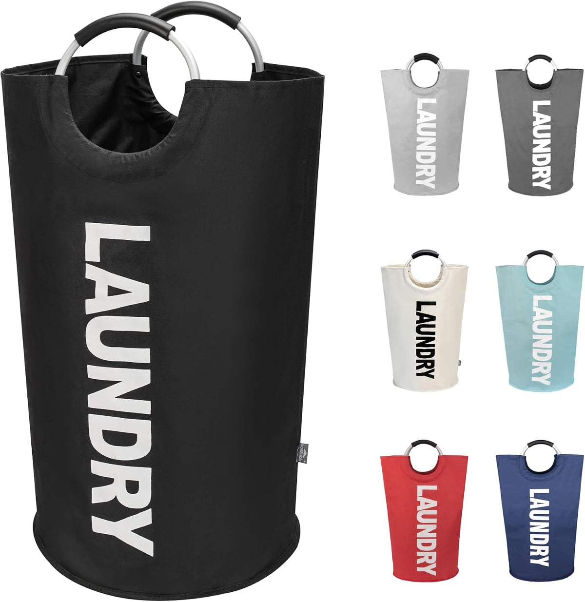 DOKEHOM 90L Large Laundry Basket Bag, Collapsible Tall Hamper, Black