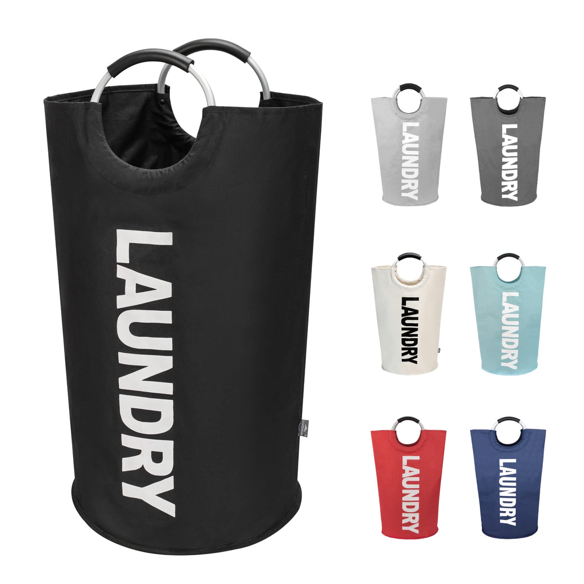 DOKEHOM 90L Large Laundry Basket Bag, Collapsible Tall Hamper, Black