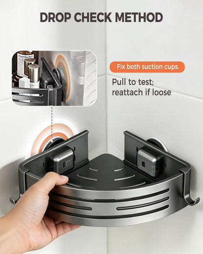 Conworld Corner Shower Caddy Suction Cups, No-Drilling Corner Shower Shelf