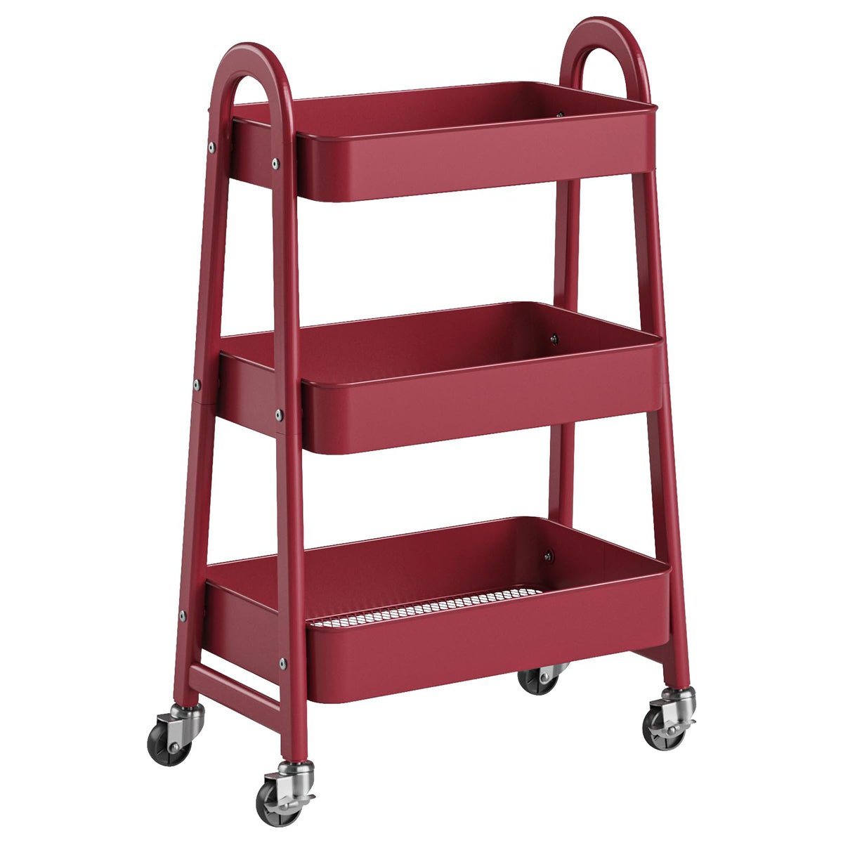 NEWBULIG 4-Shelf Metal Rolling Storage Utility Cart with Lockable Wheels