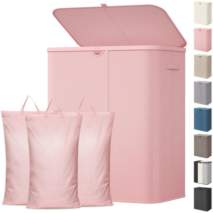 Lifewit 185L 3 Section Laundry Hamper with Lid, Laundry Basket, Beige