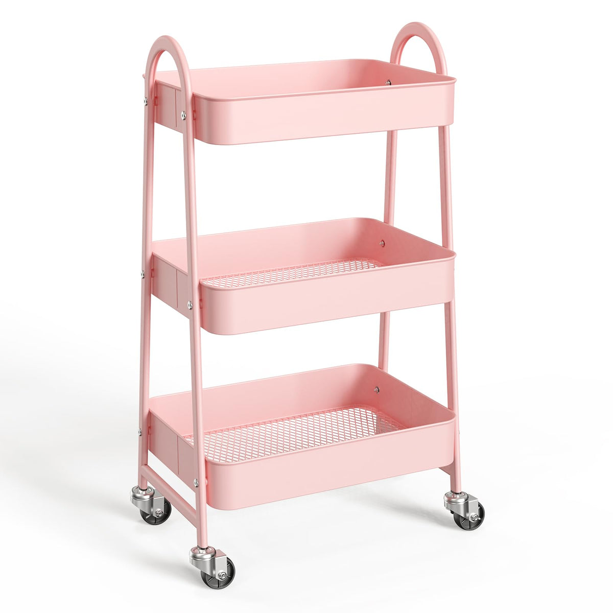 NEWBULIG 4-Shelf Metal Rolling Storage Utility Cart with Lockable Wheels
