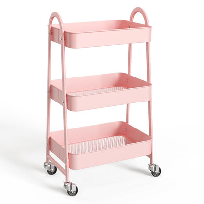 NEWBULIG 4-Shelf Metal Rolling Storage Utility Cart with Lockable Wheels