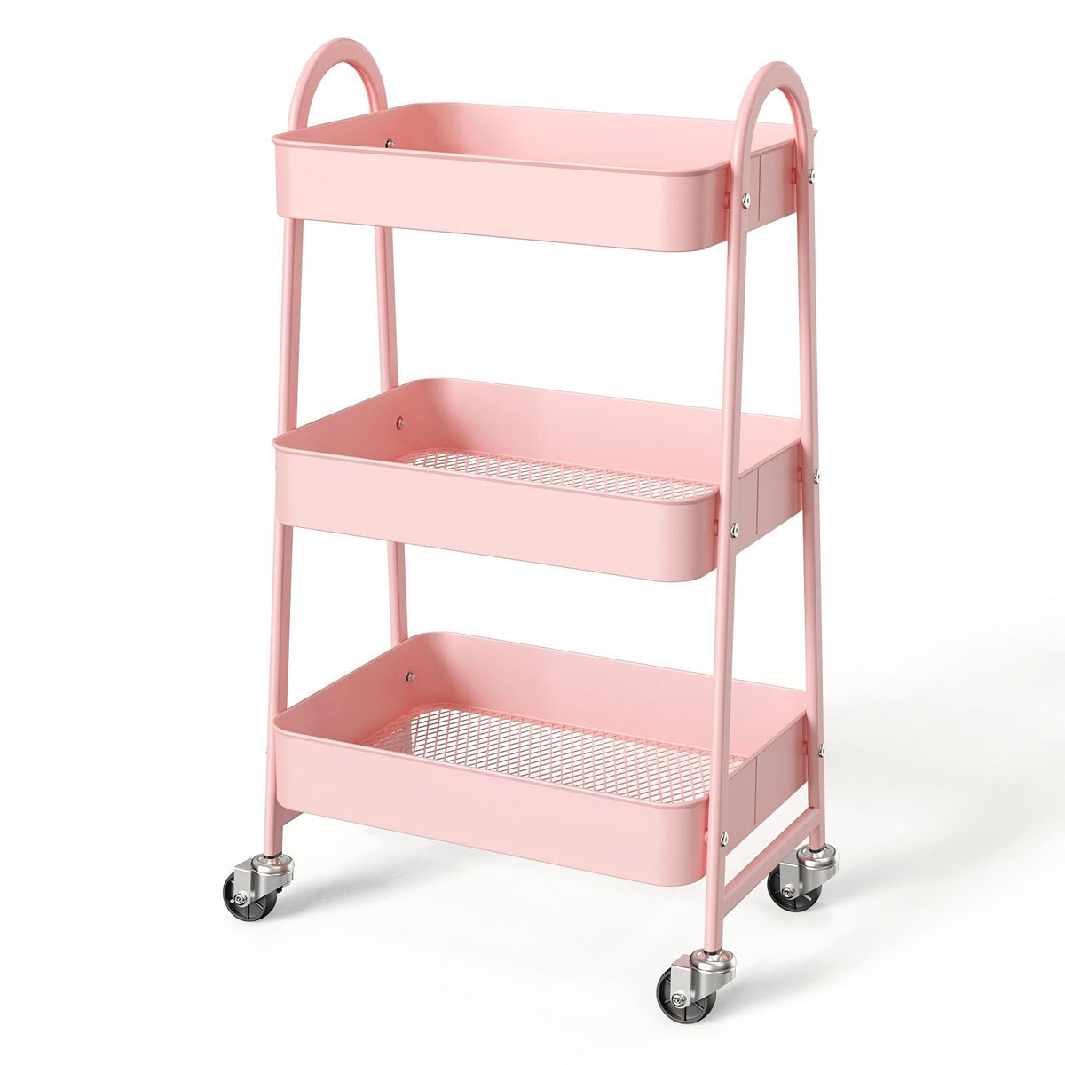 NEWBULIG 4-Shelf Metal Rolling Storage Utility Cart with Lockable Wheels
