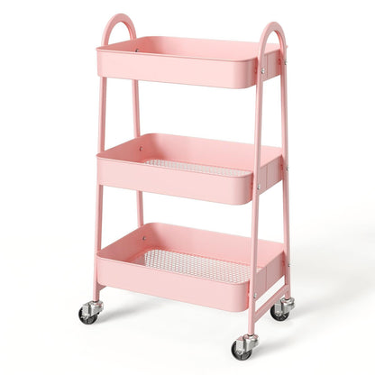 NEWBULIG 4-Shelf Metal Rolling Storage Utility Cart with Lockable Wheels