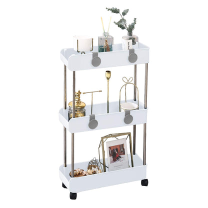 Melody House 3-Tier Slim Mobile Shelving Unit on Wheels, Slide Out Rolling Bathroom Storage Organizer, Utility Carts Shelf Rack for Kitchen Bathroom Laundry Room Narrow Places, Navy Blue