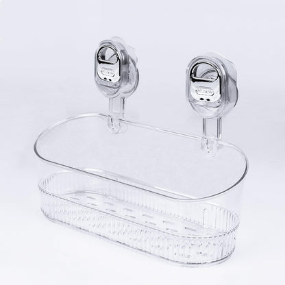 Suction Shower Caddy No Drill, Heavy Duty Bathroom Wall Shelf with Drain