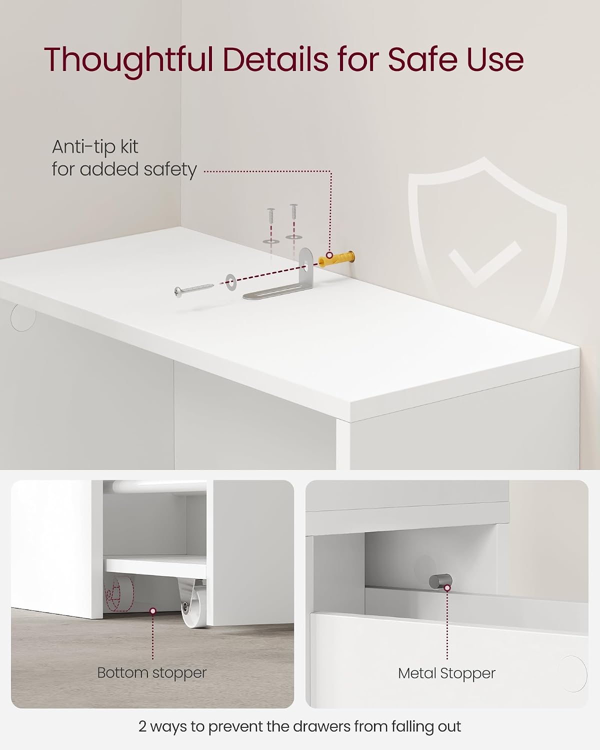 VASAGLE Slim Bathroom Storage Cabinet, Narrow Freestanding, with Drawers