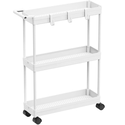 Simple Houseware 3-Tier Slim Rolling Cart w/Handle 5.5" Wx27.5 H, Black