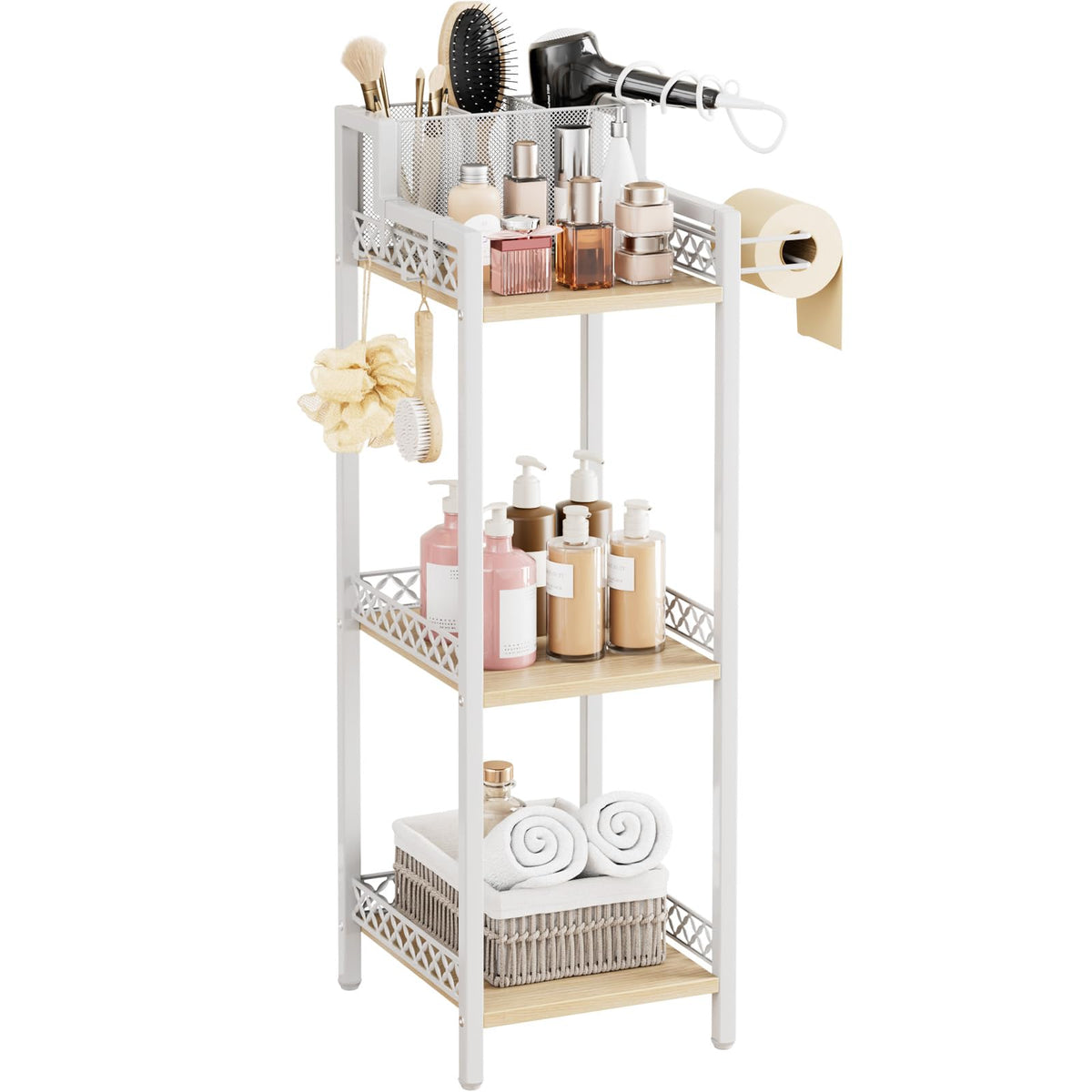 Slim Bathroom Storage Shelf Unit, Makeup Organizer for Small Spaces