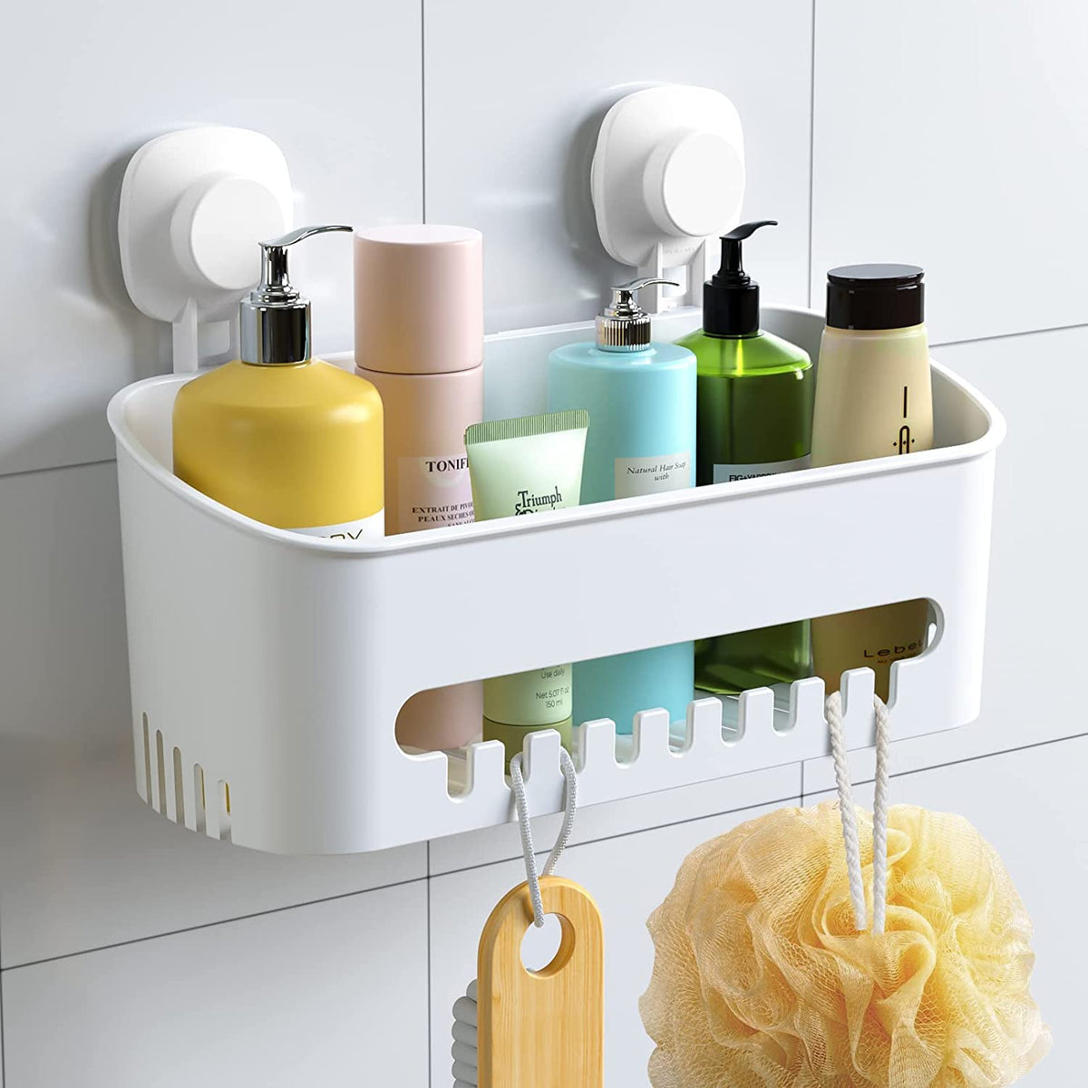 LUXEAR Corner Suction Cup Shower Caddy - White
