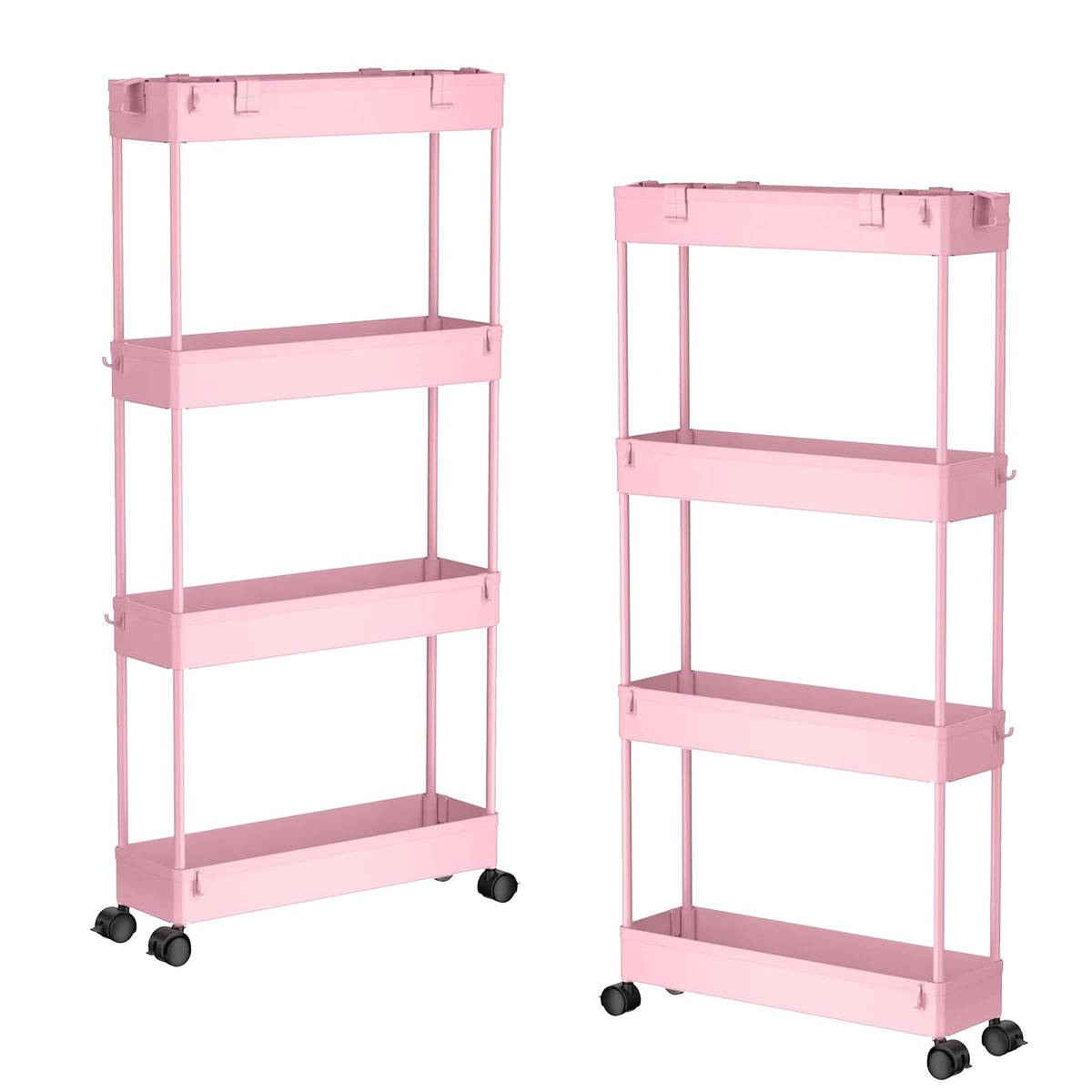 SPACELEAD Slim Storage Cart 4 Tier,Bathroom Organizer Rolling Utility,Mobile Shelving Unit Slide Out for Office, Kitchen, Laundry Room & Narrow Places,Gray