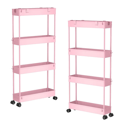SPACELEAD Slim Storage Cart 4 Tier,Bathroom Organizer Rolling Utility,Mobile Shelving Unit Slide Out for Office, Kitchen, Laundry Room & Narrow Places,Gray