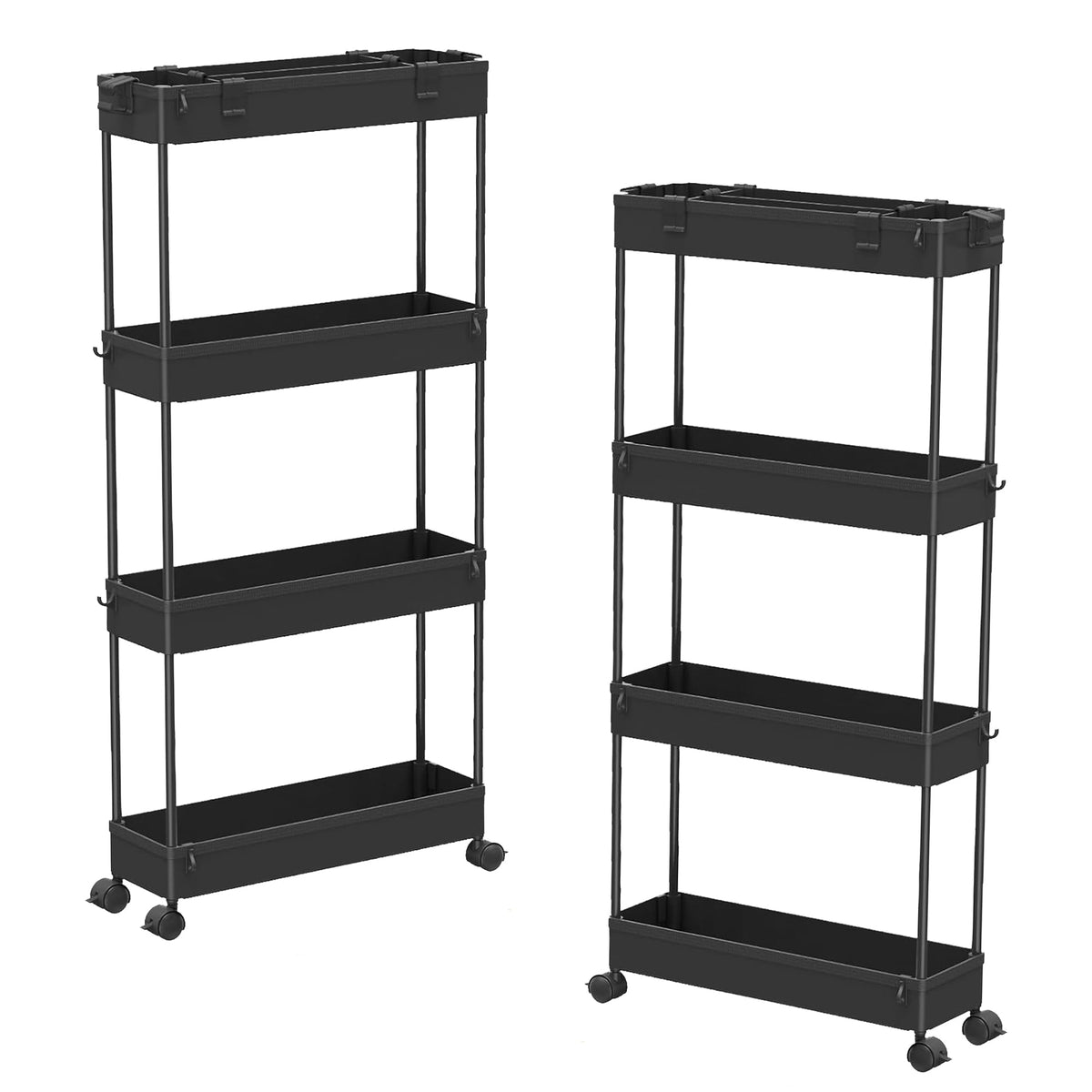 SPACELEAD Slim Storage Cart(2 Pack),4-Tier Rolling Utility Organizer