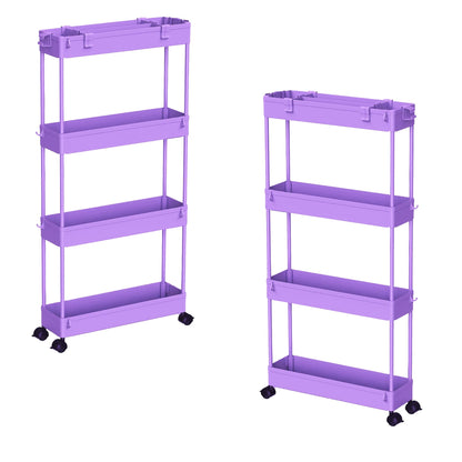 SPACELEAD Slim Storage Cart 4 Tier,Bathroom Organizer Rolling Utility,Mobile Shelving Unit Slide Out for Office, Kitchen, Laundry Room & Narrow Places,Gray