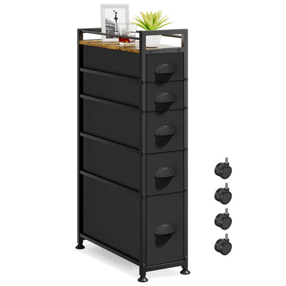 LASZOLA Narrow Cabinet Slim Storage Cart for Bathroom Small Space, Black