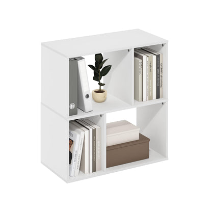Furinno LUDER Book Shelf, 6-Tier Tall Modern Bookshelf, Bookcase with Open Shelves, 9.3 x 12 x 71, for Living Room, Bedroom, Home Office, White
