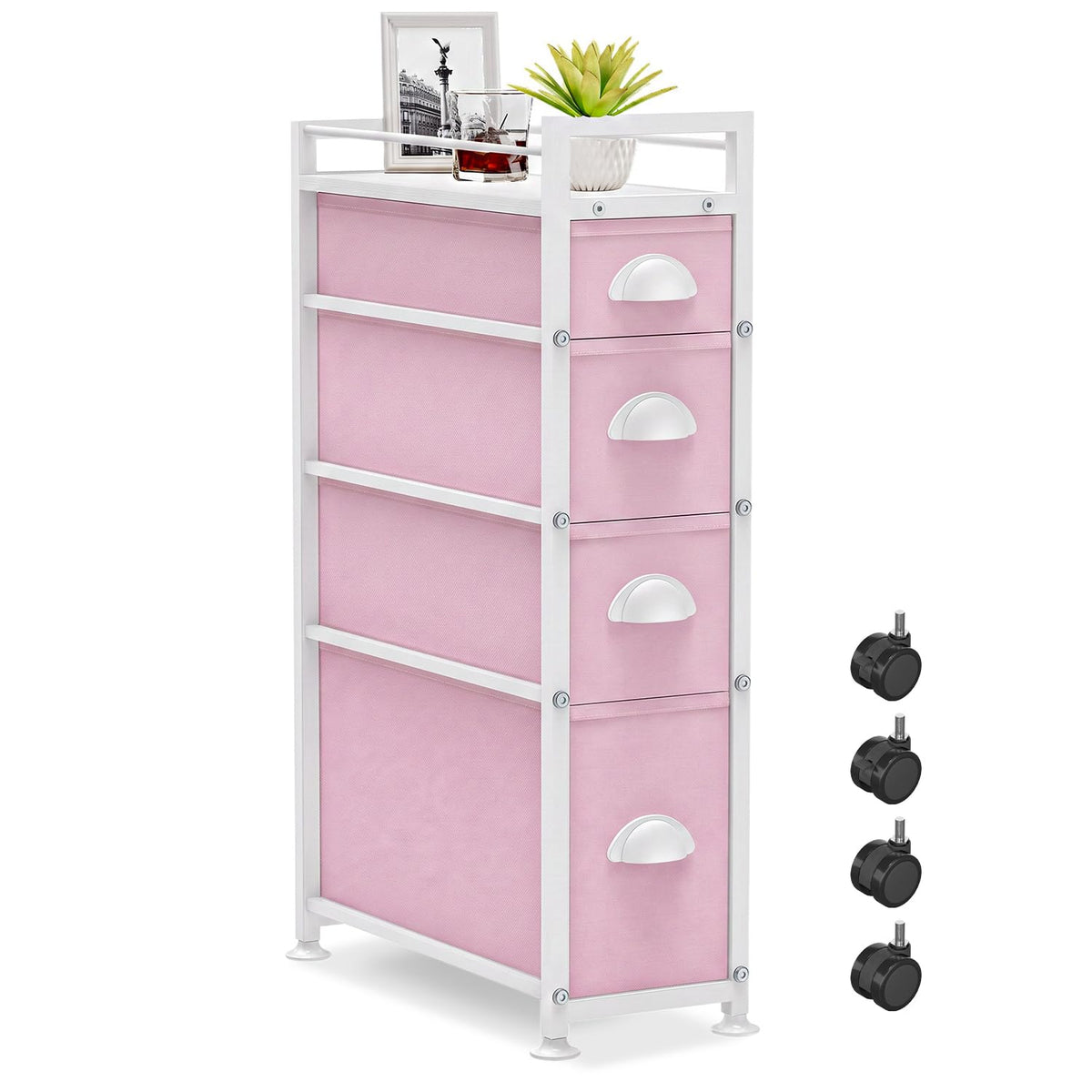 LASZOLA Narrow Cabinet Slim Storage Cart for Bathroom Small Space, Black