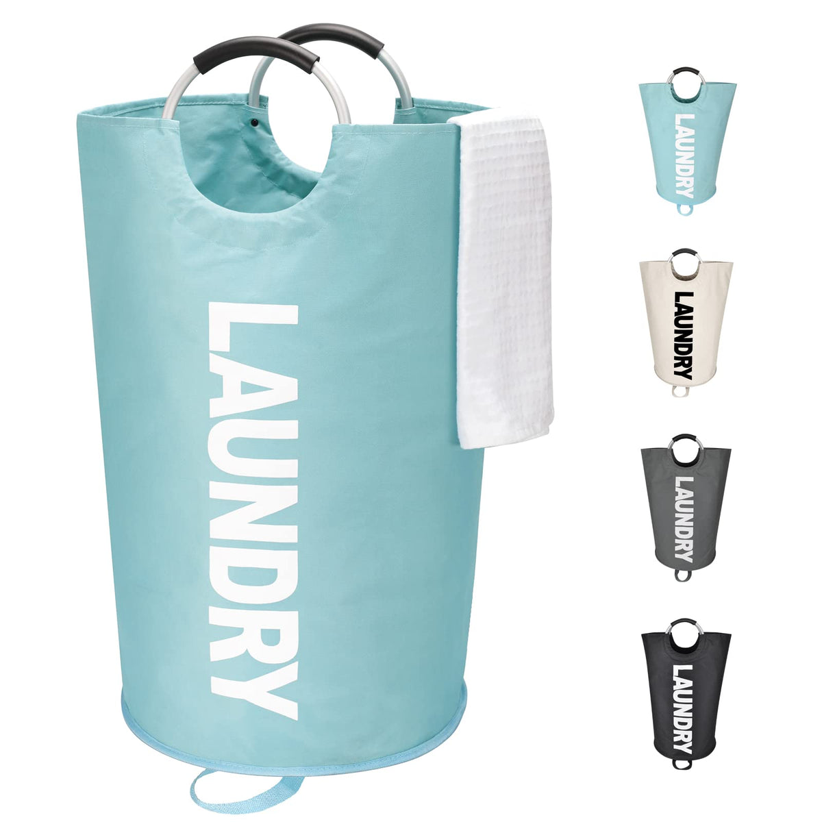 Maxsilan 90L Large Laundry Basket Bag, Collapsible Tall Hamper, Black