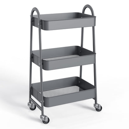 NEWBULIG 4-Shelf Metal Rolling Storage Utility Cart with Lockable Wheels