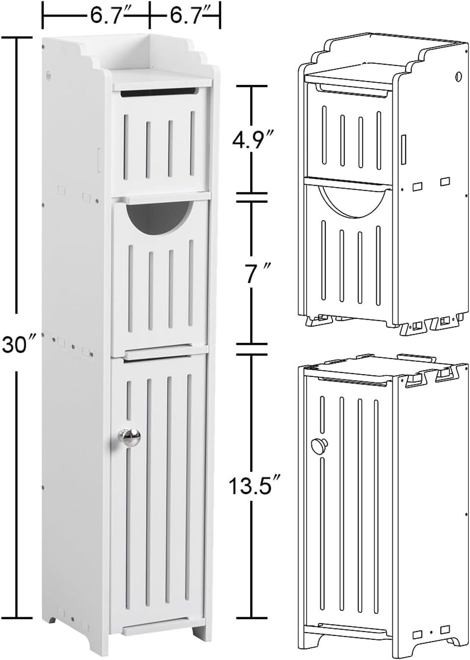 AOJEZOR Small Bathroom Storage Cabinet: No Drill for Narrow Space Renters