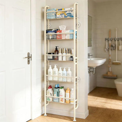 Behind The Door Storage Shelf, Narrow 5-Tier, White