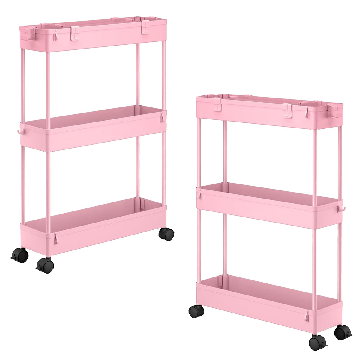 SPACELEAD Slim Storage Cart 3 Tier,Bathroom Organizer Rolling Utility,Mobile Shelving Unit Slide Out for Office, Kitchen, Laundry Room & Narrow Places,Black