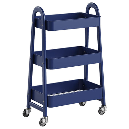 NEWBULIG 4-Shelf Metal Rolling Storage Utility Cart with Lockable Wheels
