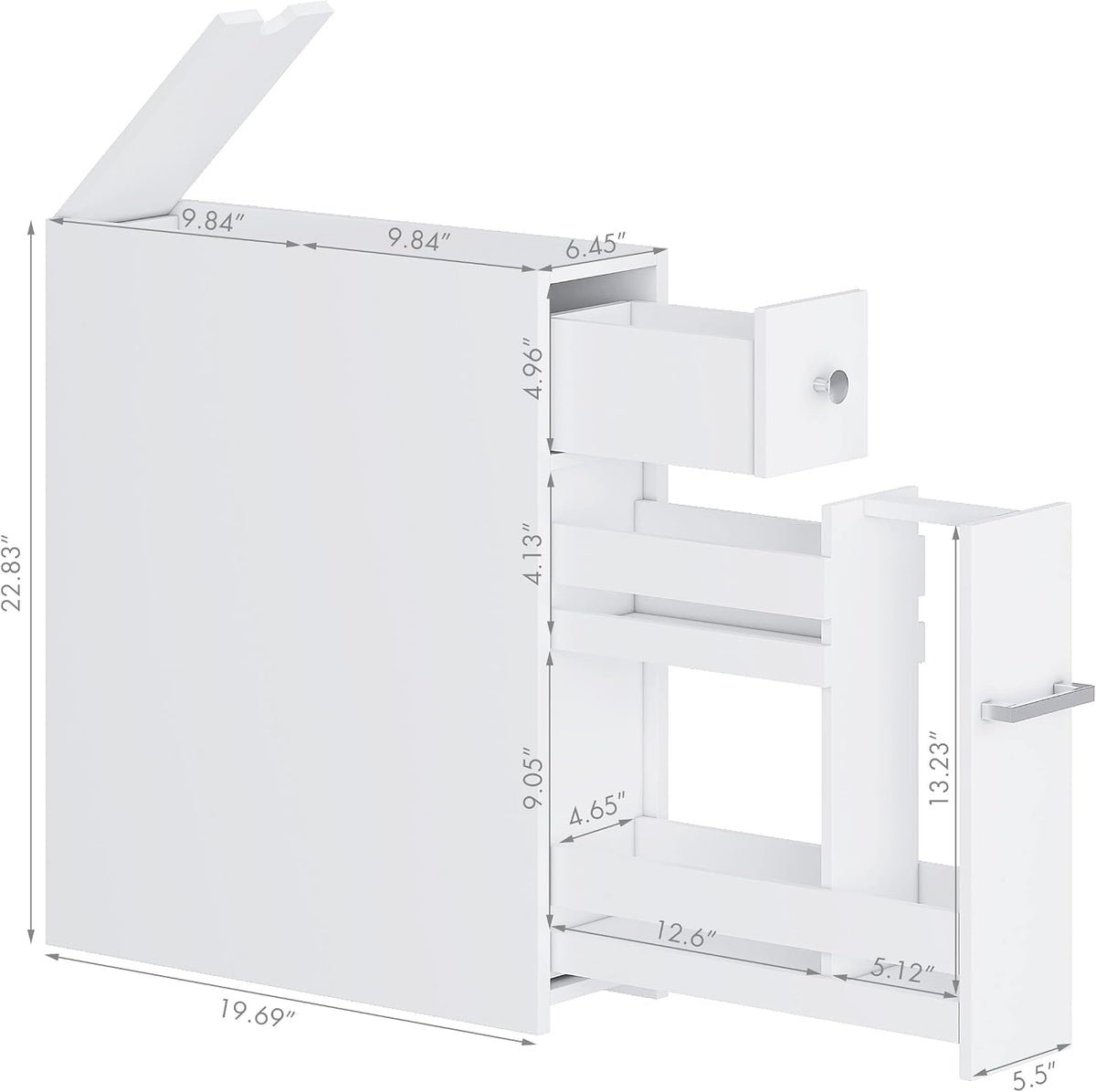 Spirich Slim Bathroom Storage Cabinet with Toilet Paper Holder, White