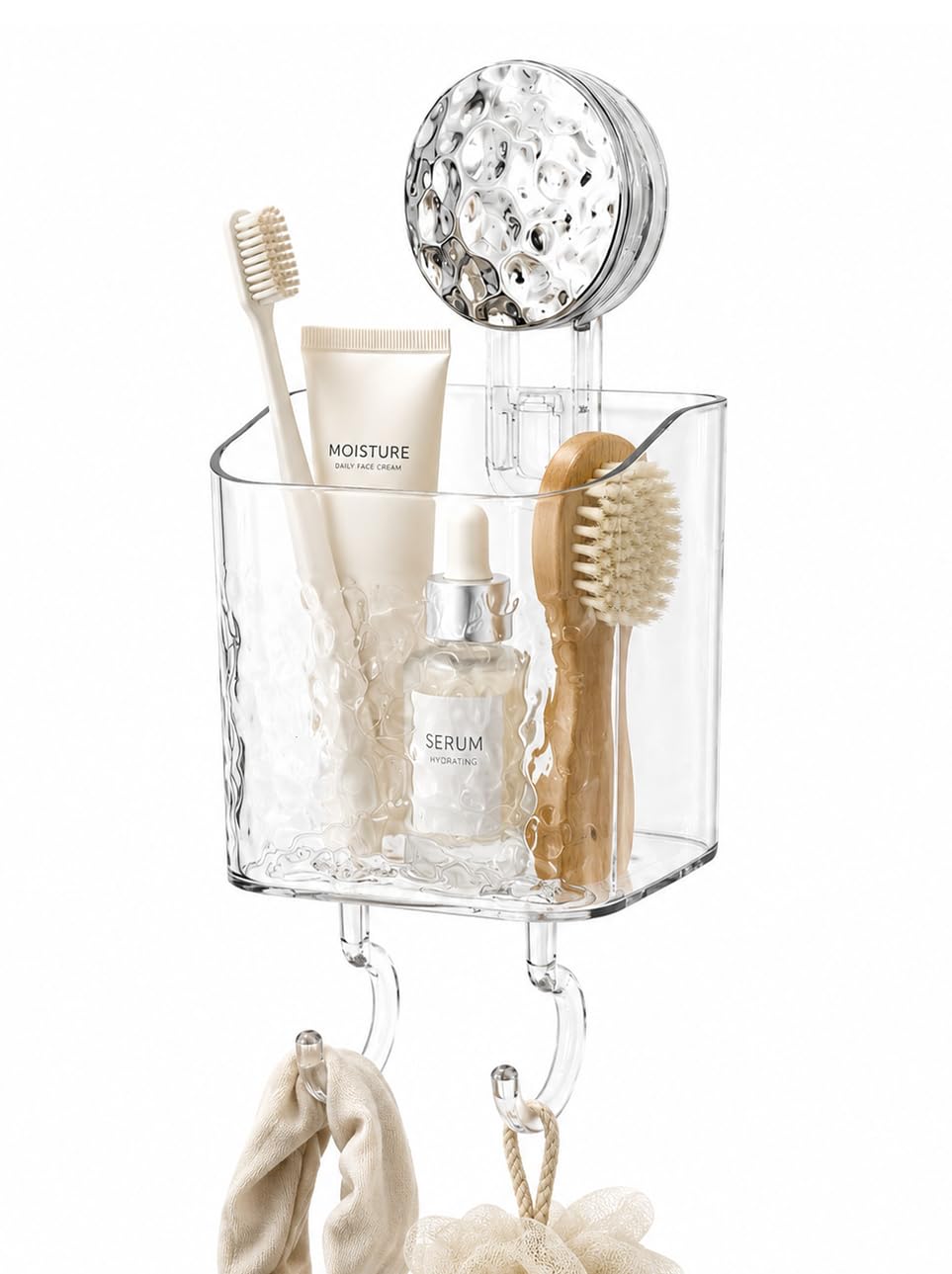 HOME&I Suction Cup Toothbrush Holder for Shower Wall, Drill-Free Self-Draining Bathroom Organizer, Removable Wall Mounted Storage for Toothpaste, Razor & Accessories