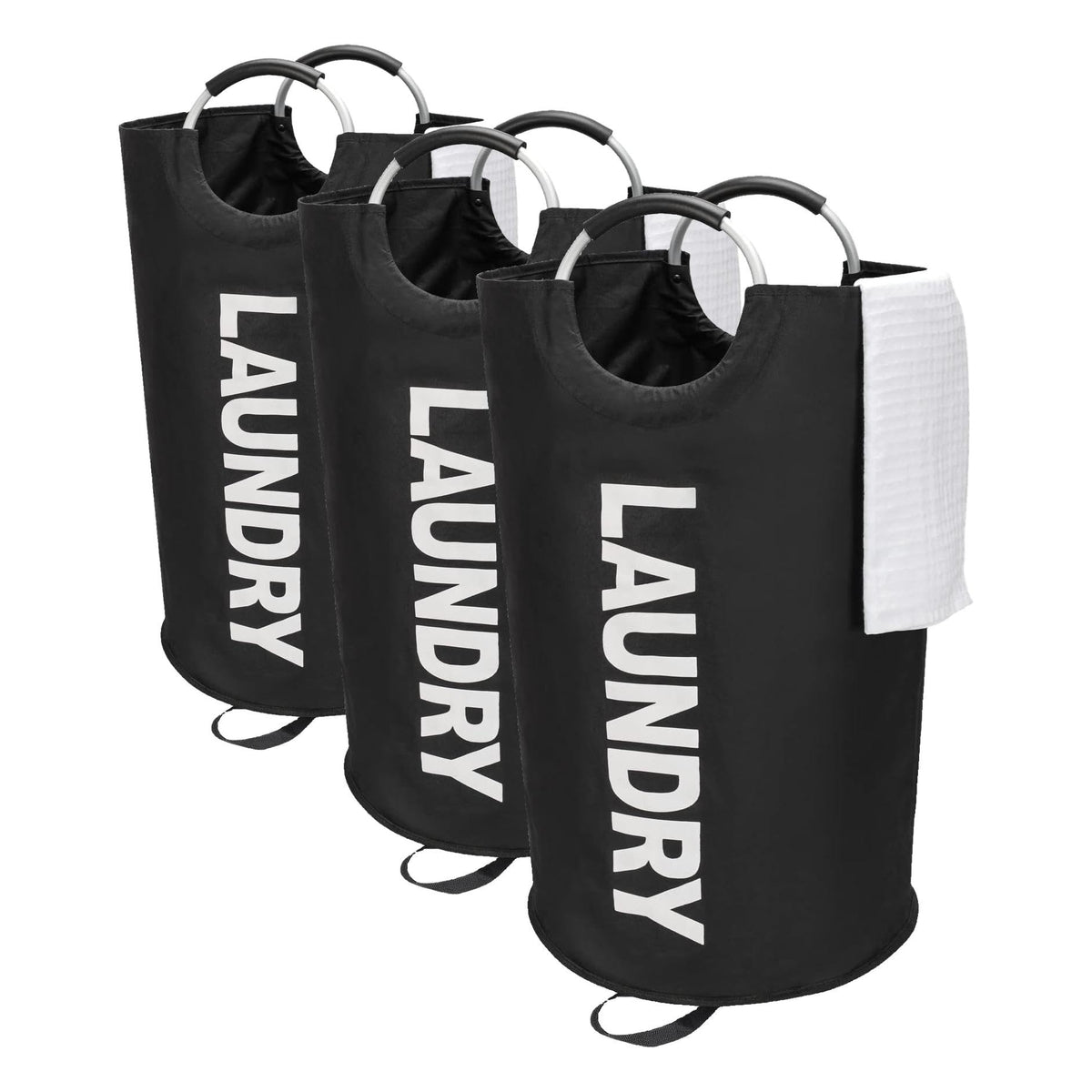 Maxsilan 90L Large Laundry Basket Bag, Collapsible Tall Hamper, Black