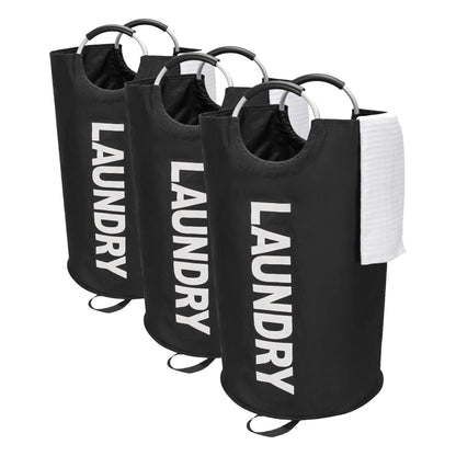 Maxsilan 90L Large Laundry Basket Bag, Collapsible Tall Hamper, Black