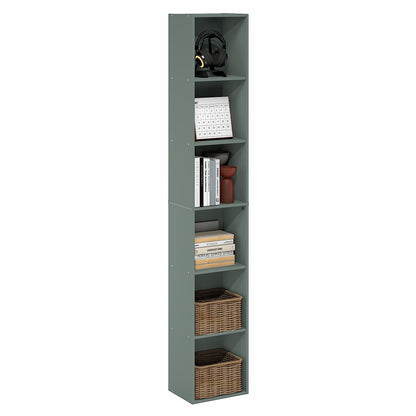 Furinno LUDER Book Shelf, 6-Tier Tall Modern Bookshelf, Bookcase with Open Shelves, 9.3 x 12 x 71, for Living Room, Bedroom, Home Office, White