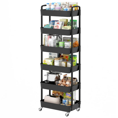 Sywhitta 4-Tier Plastic Rolling Utility Cart with Wheels for Storage,White
