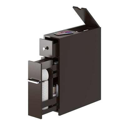 Spirich Slim Bathroom Storage Cabinet with Toilet Paper Holder, White