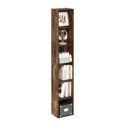 Furinno LUDER Book Shelf, 6-Tier Tall Modern Bookshelf, Bookcase with Open Shelves, 9.3 x 12 x 71, for Living Room, Bedroom, Home Office, White