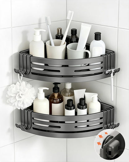 Conworld Corner Shower Caddy Suction Cups, No-Drilling Corner Shower Shelf