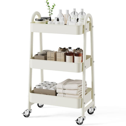 NEWBULIG 4-Shelf Metal Rolling Storage Utility Cart with Lockable Wheels