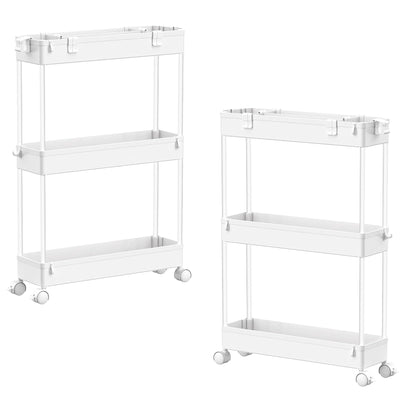 SPACELEAD Slim Storage Cart 3 Tier,Bathroom Organizer Rolling Utility,Mobile Shelving Unit Slide Out for Office, Kitchen, Laundry Room & Narrow Places,Black