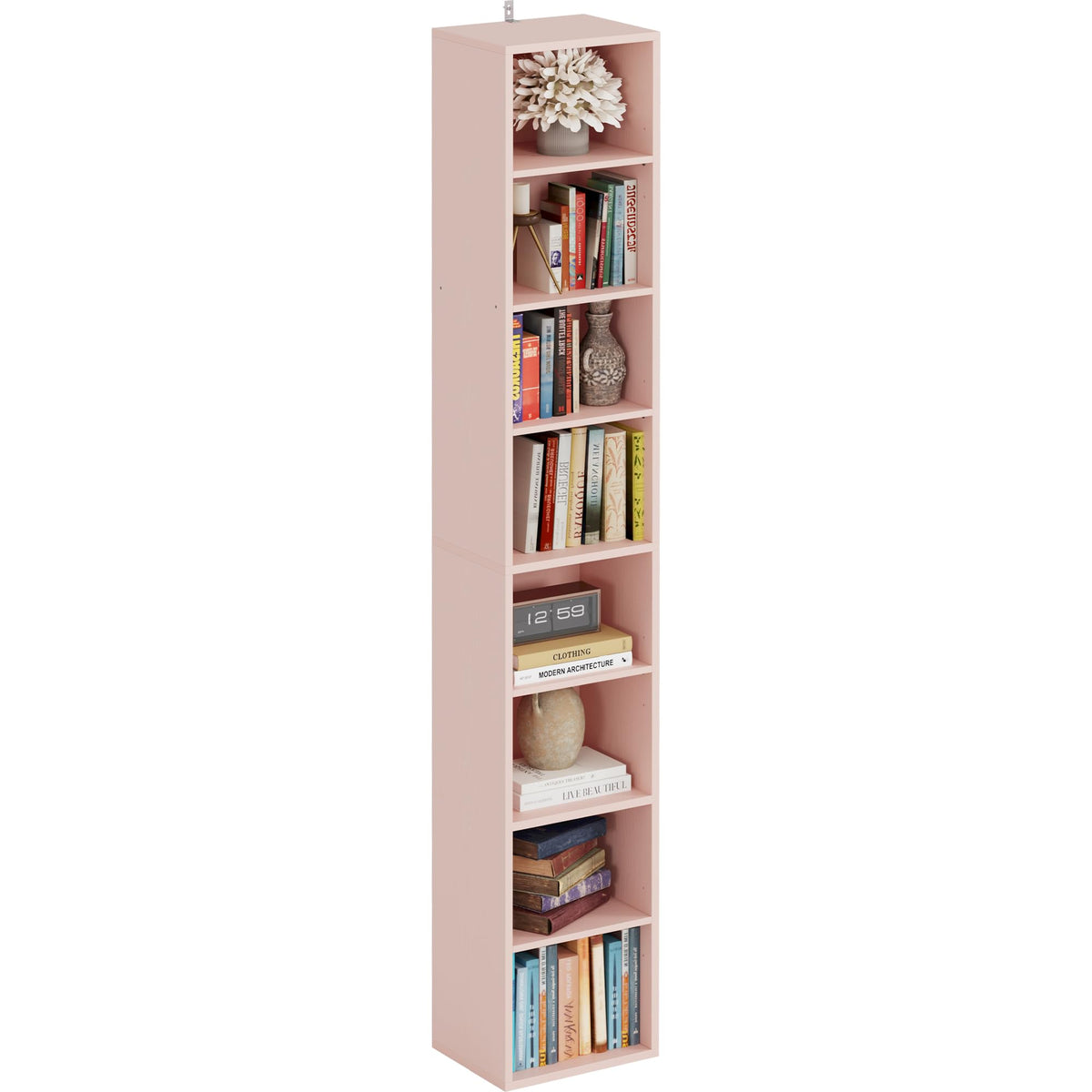 IRONCK Tall Narrow Bookshelf 8 Tiers, Compact Corner Bookcase, Floor Standing Display Storage Shelves 71 in Tall, Easy to Match for Living Room, Office, Study, Bedroom