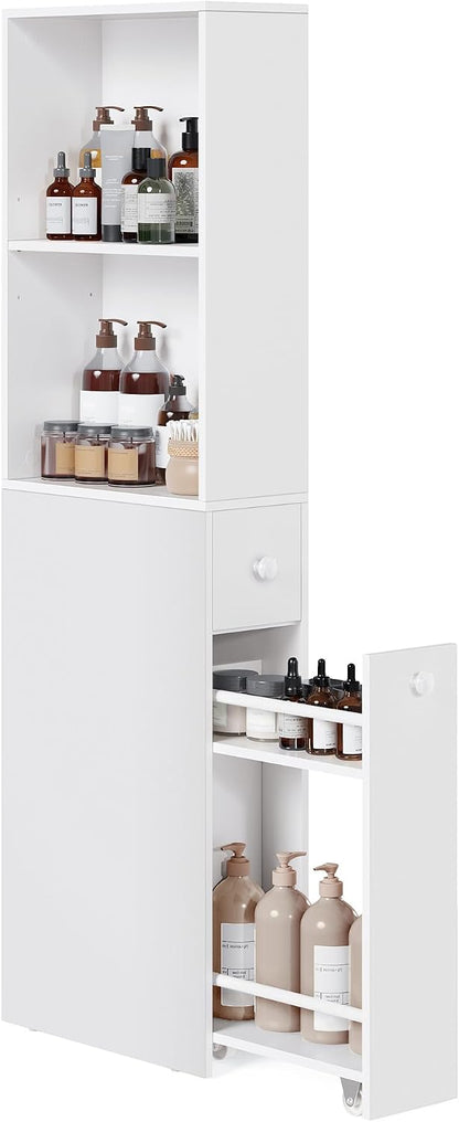 VASAGLE Slim Bathroom Storage Cabinet, Narrow Freestanding, with Drawers