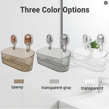 Suction Shower Caddy No Drill, Heavy Duty Bathroom Wall Shelf with Drain