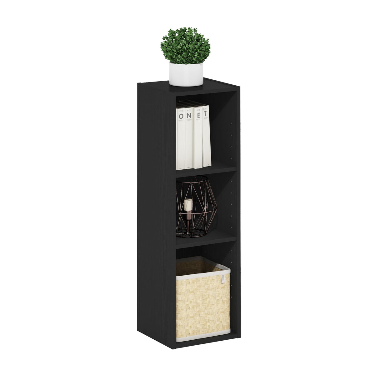 Furinno LUDER Book Shelf, 6-Tier Tall Modern Bookshelf, Bookcase with Open Shelves, 9.3 x 12 x 71, for Living Room, Bedroom, Home Office, White